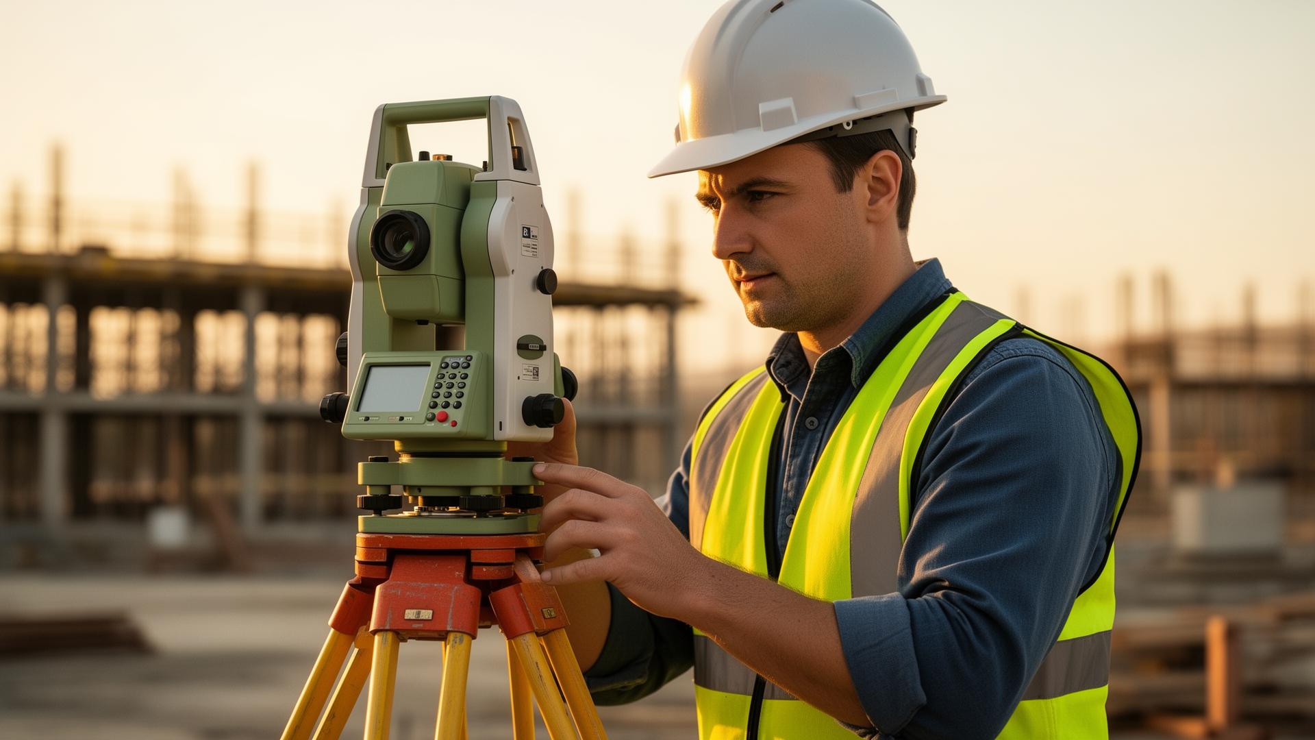Equipamento de topografia em campo